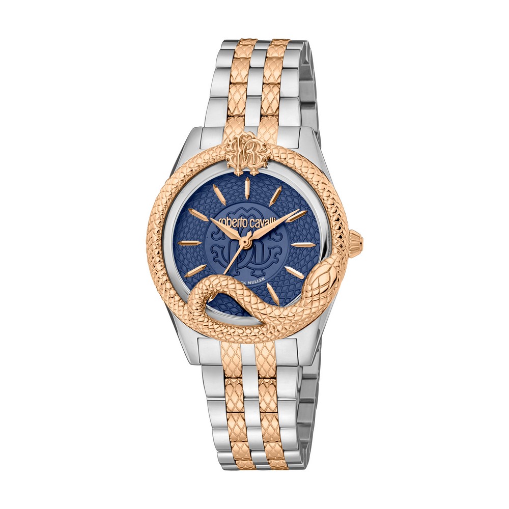 RC by FM Women Watch, Two Tone Silver & Rose Gold Color Case, Dark Blue Dial, Two Tone Silver & Rose Gold Color Metal Bracelet, 3 Hands, 5 ATM