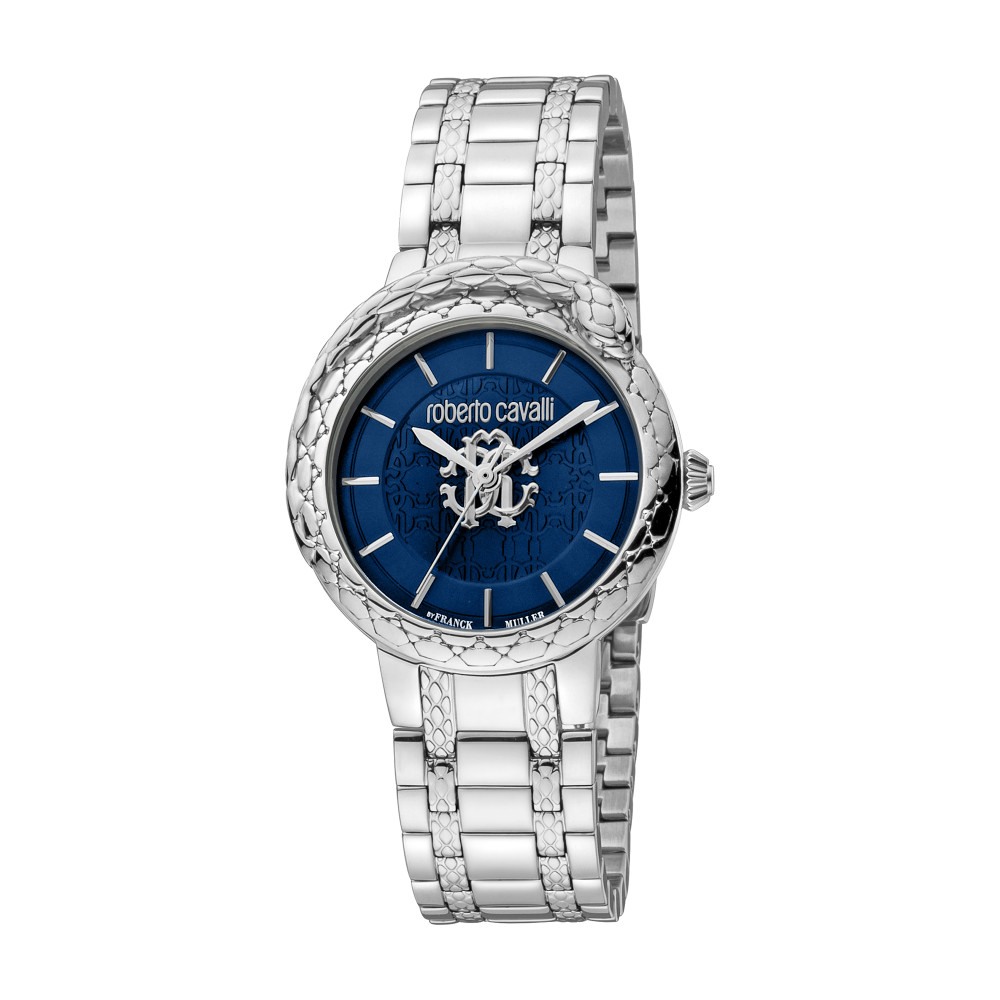 RC by FM Women Watch, Silver Color Case, Dark Blue Dial, Stainless Steel Metal Bracelet, 3 Hands, 5 ATM