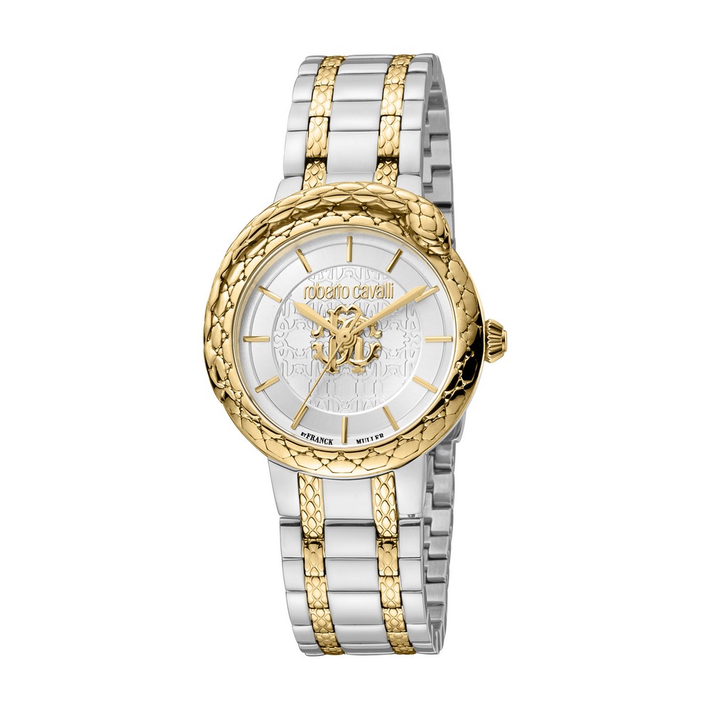 RC by FM Women Watch, Two Tone Silver & Gold Color Case, White MOP Dial, Two Tone Silver & Gold Color Metal Bracelet, 3 Hands, 5 ATM