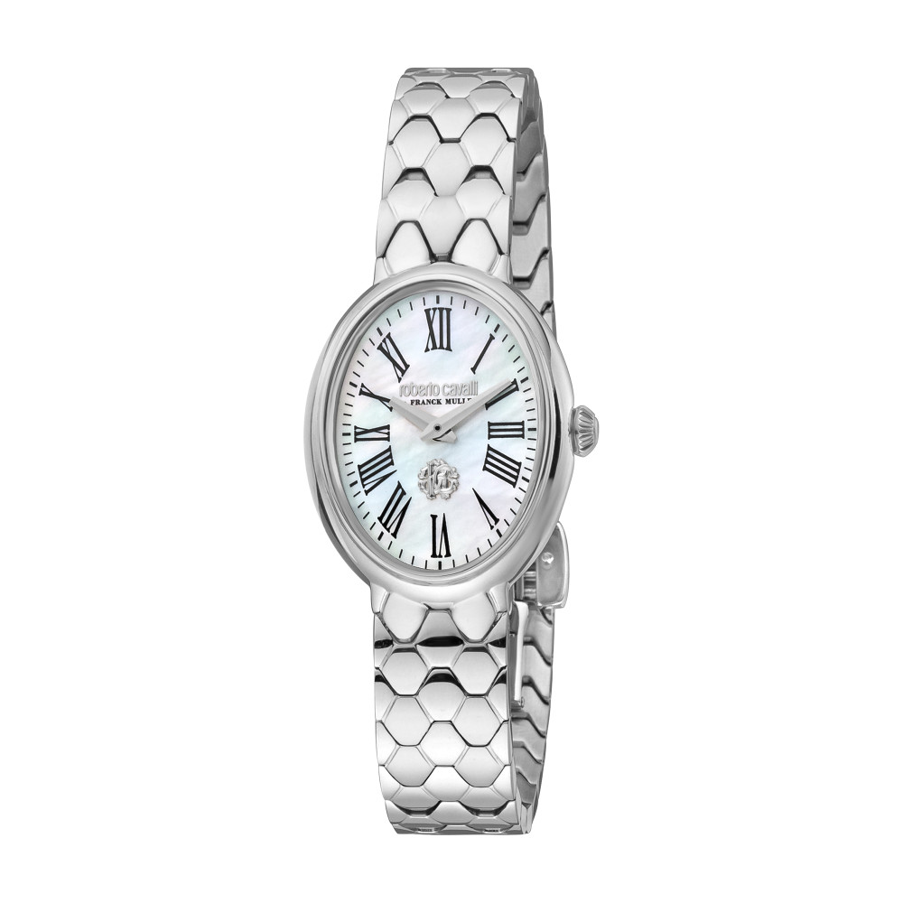 RC by FM Women Watch, Silver Color Case, White MOP Dial, Stainless Steel Metal Bracelet, 2 Hands, 5 ATM