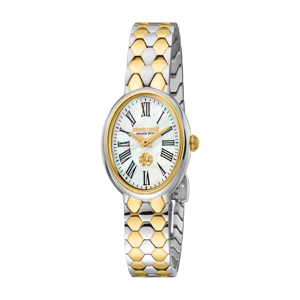 RC by FM Women Watch, Two Tone Silver & Gold Color Case, White MOP Dial, Two Tone Silver & Gold Color Metal Bracelet, 2 Hands, 5 ATM