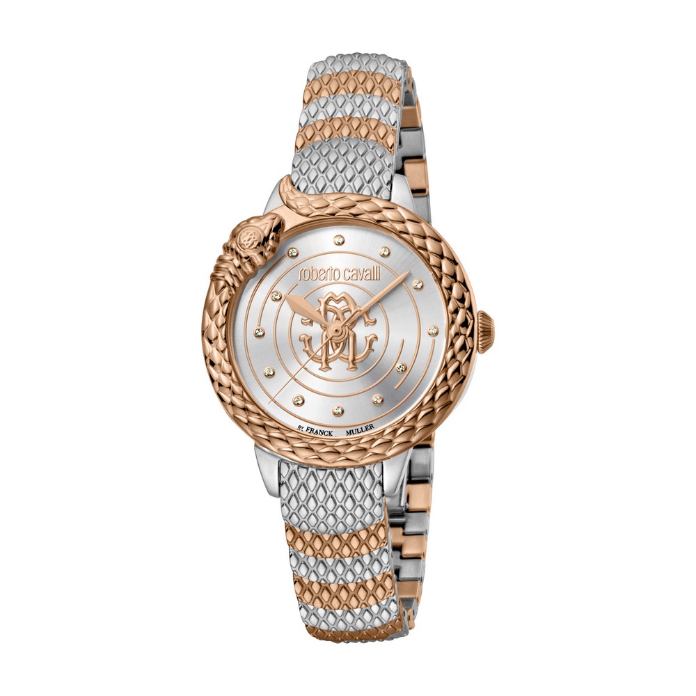 RC by FM Women Watch, Two Tone Silver & Rose Gold Color Case, Silver Dial, Two Tone Silver & Rose Gold Color Stainless Steel Metal Bracelet, 3 Hands, 5 ATM