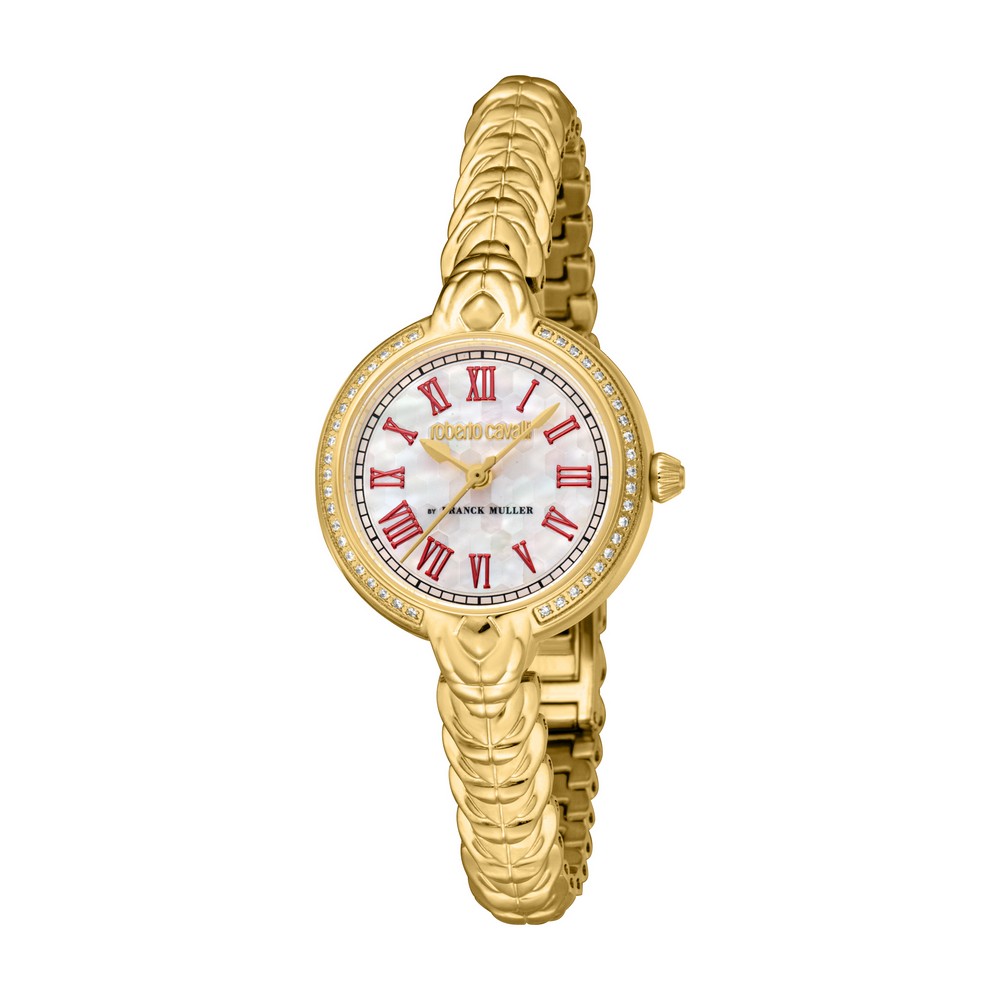 RC by FM Women Watch, Gold Color Case, White MOP Dial, Gold Color Metal Bracelet, 3 Hands, 5 ATM