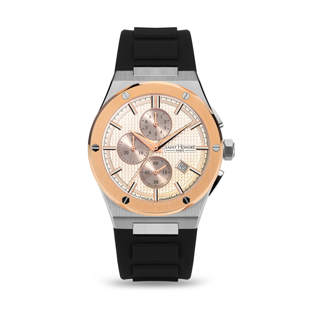 NEW HAUSSMAN GENTS TWO TONE ROSE GOLD & STAINLESS STEEL WATCH