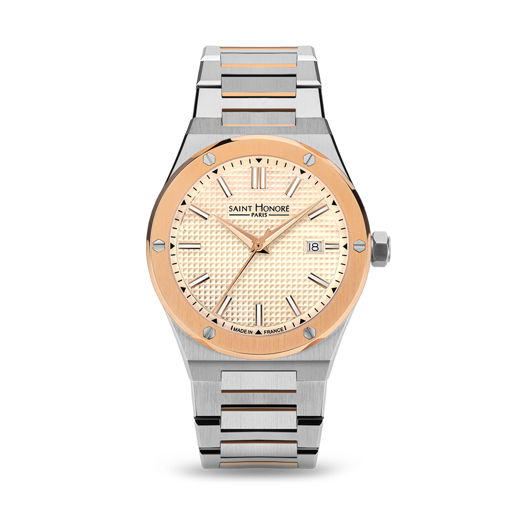 NEW HAUSSMAN GENTS TWO TONE ROSE GOLD & STAINLESS STEEL WATCH