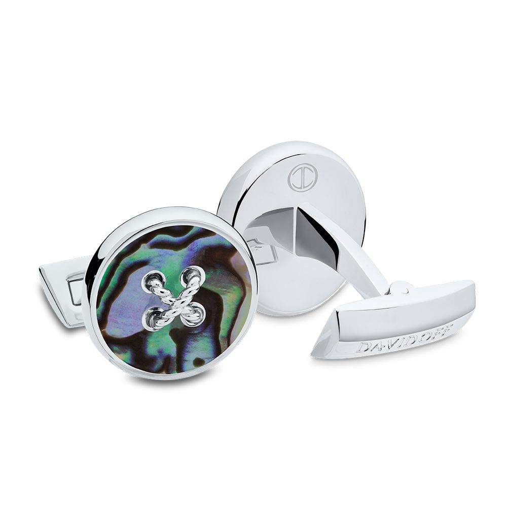 Essentials cufflinks round abalone shell