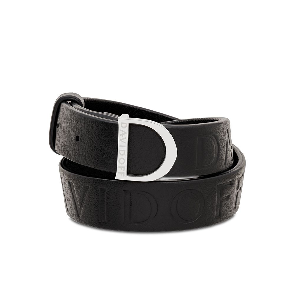 Icon bracelet black leather embossed with D buckle