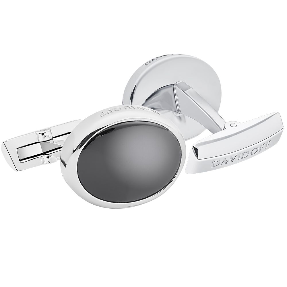 Essentials cufflinks oval silver black