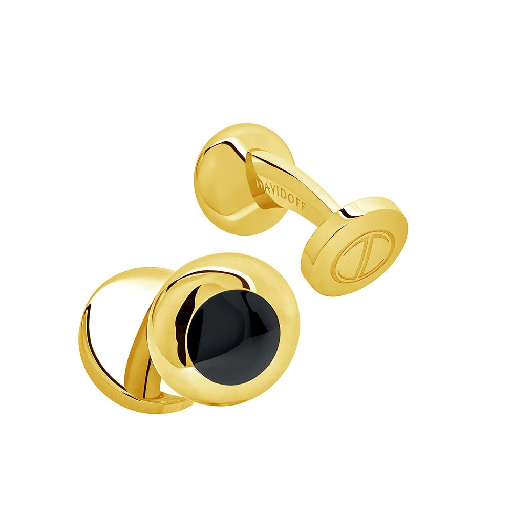 Essentials mini cufflinks round gold black