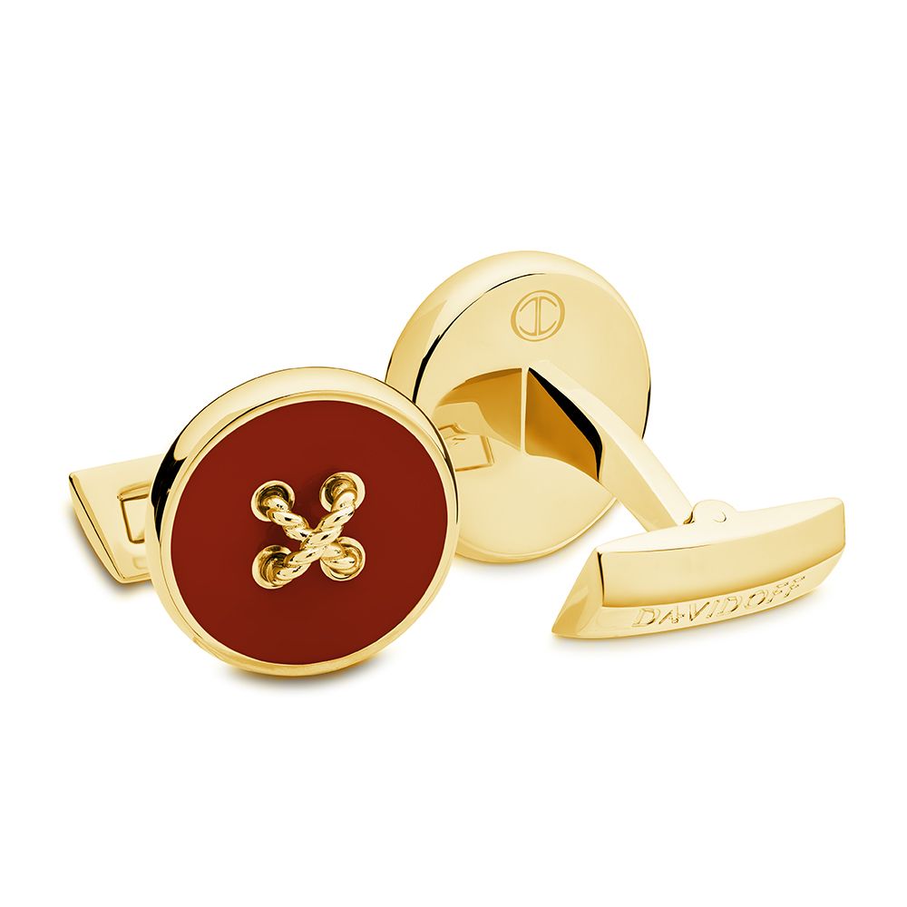 Essentials cufflinks round red light gold