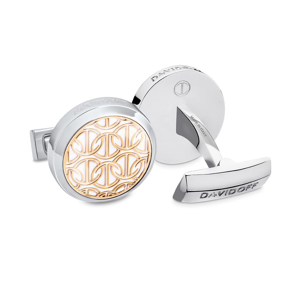 Icon cufflinks round silver white