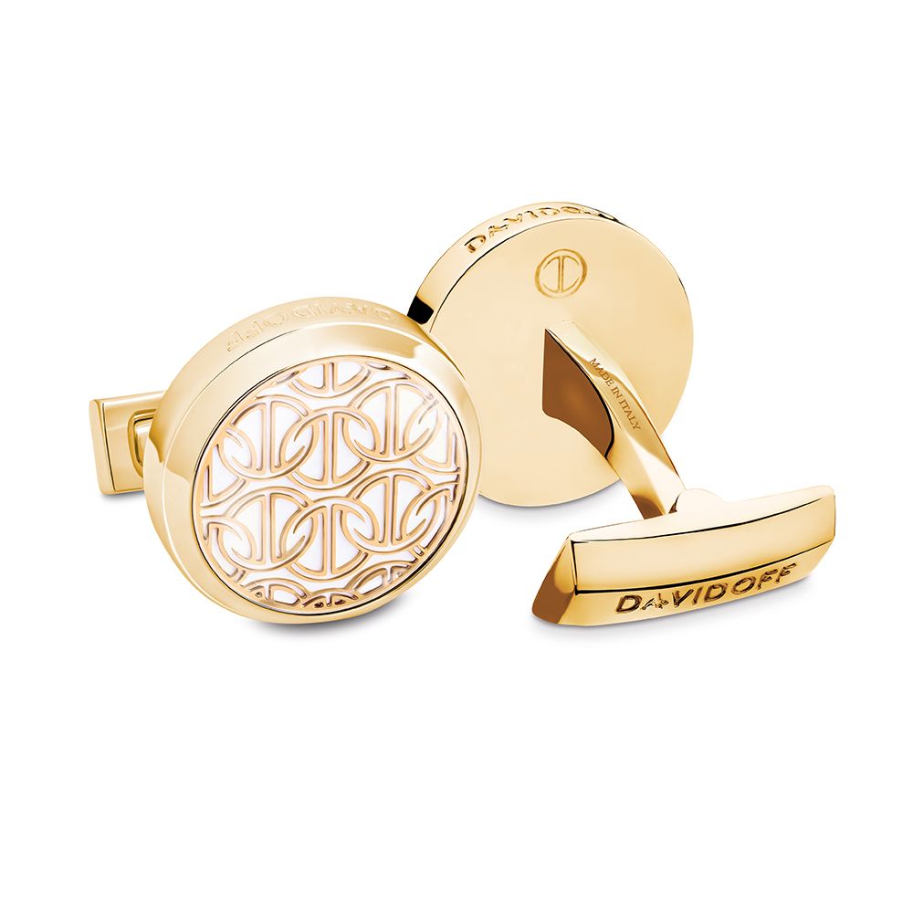 Icon cufflinks round gold white