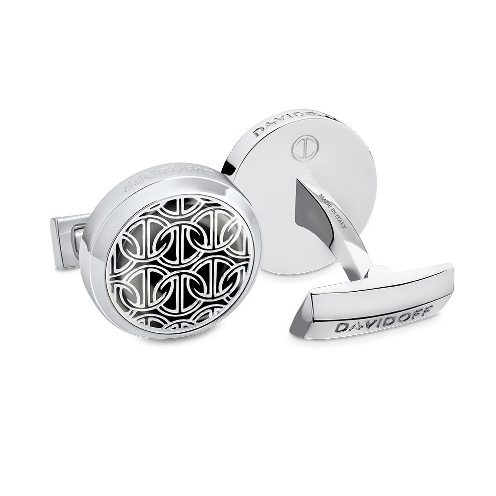 Icon cufflinks round silver black