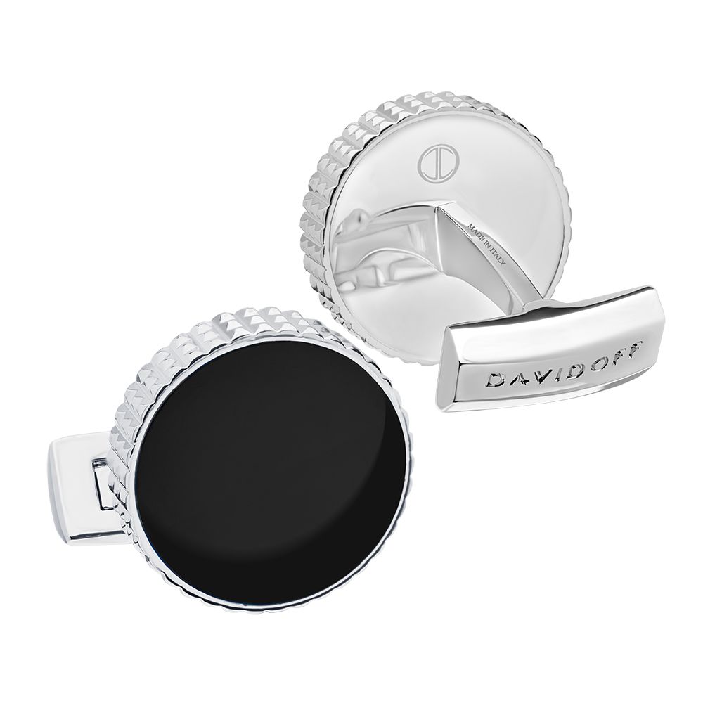 Paris cufflinks round silver black