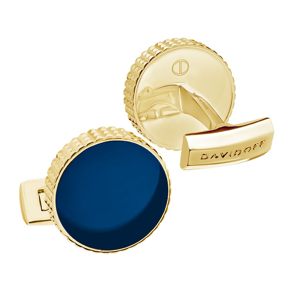 Paris cufflinks round gold blue