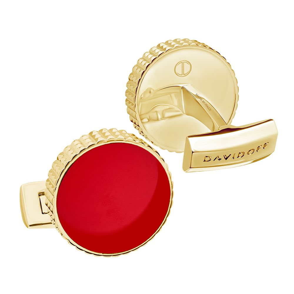 Paris cufflinks round gold red