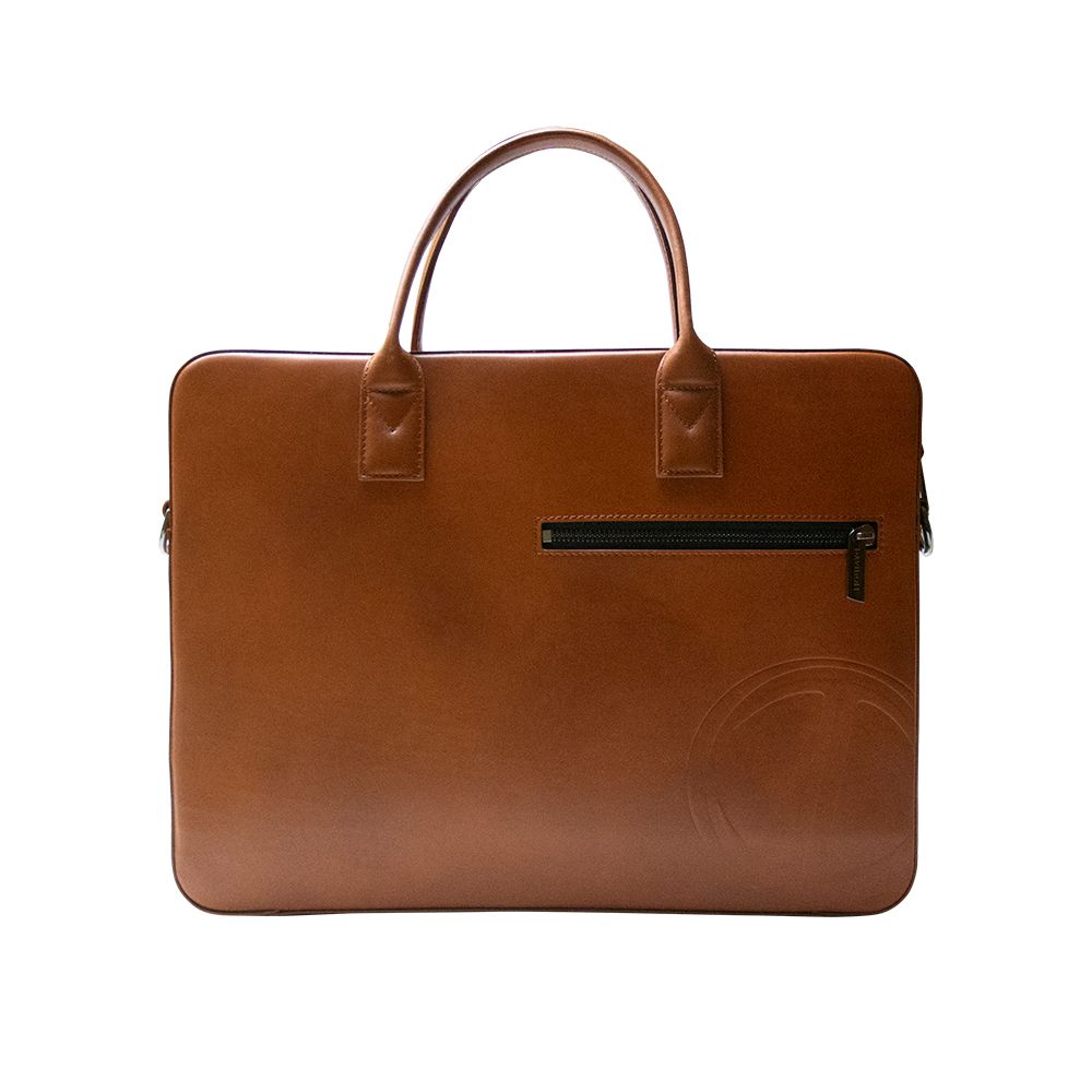 Icon briefcase 2 zip cognac